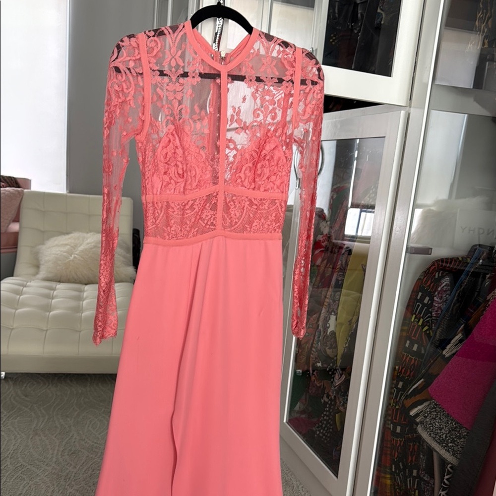 Elie Saab Elegant Pink Lace Women's Dress